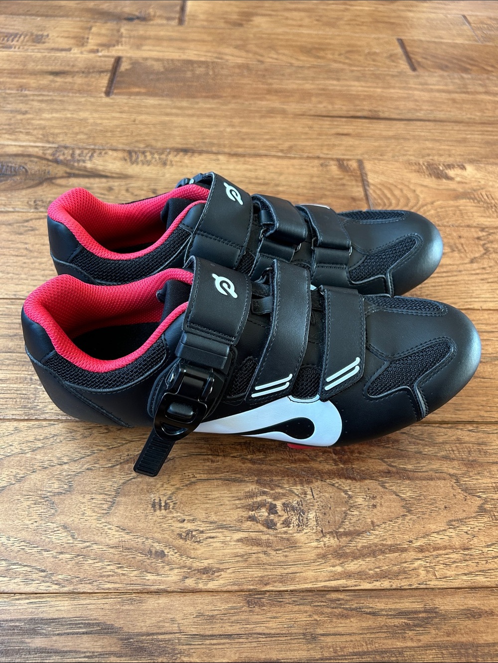 Peloton Cycling Bike Shoes Black White Red Size 39 / US Womens 8